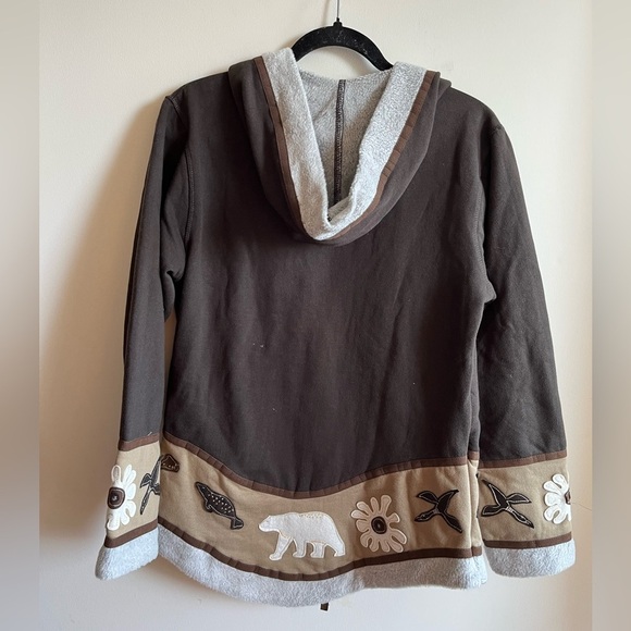 NWT INUK Brown Hooded Jacket with Embroidered Trim - Picture 13 of 14